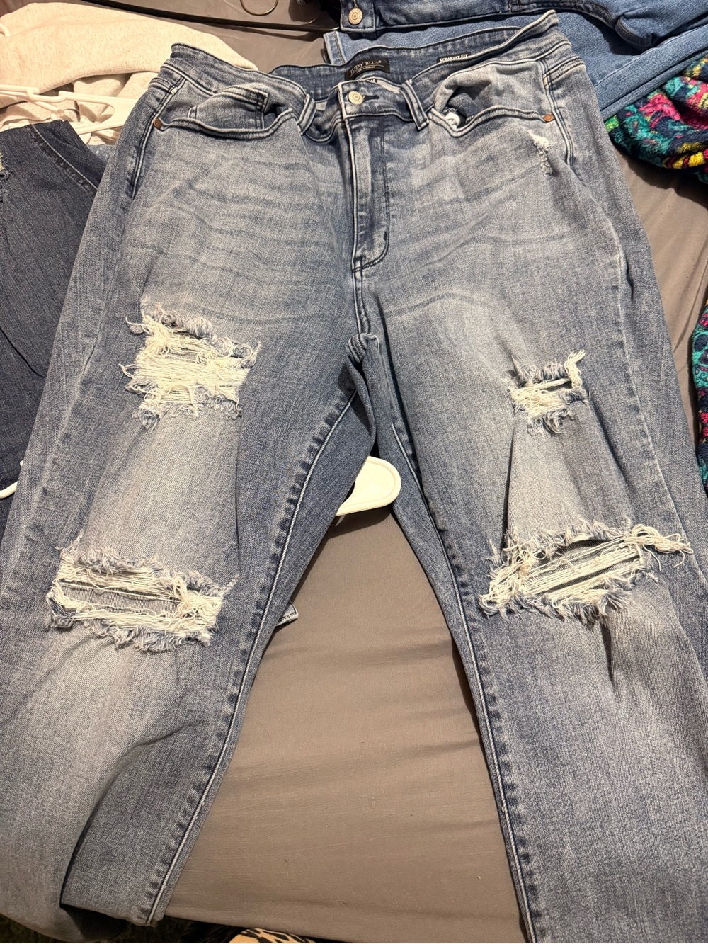 Judy Blue Light Blue Distressed Boyfriend Jeans